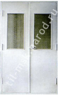 Дверь противопожарная двухпольная шлюзовая  ДПШ 21 -1 3(остекленная)